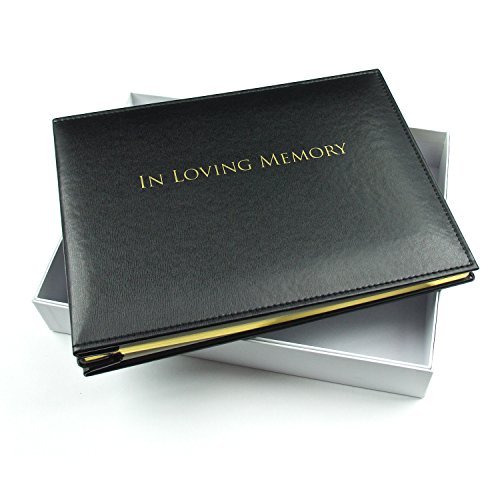 In Loving Memory - Funeral Guest Book - Loose Leaf Page Format - Presentation Boxed - Black - Size: 10.5" X 7.6" #TOP1