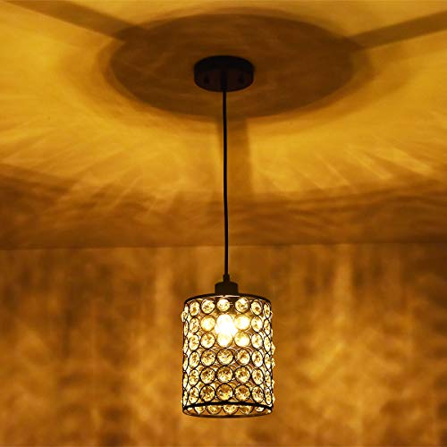 Mondaufie 2 Pack Farmhouse Black Crystal Pendant Light,Kitchen Pendant Lighting,Hanging Crystal Ceiling Pendant Light Fixtures, Adjustable Long Cord,Kitchen Island Living Room Bathroom Living Room #TOP6