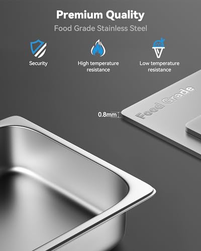 Image of ZeroPone 6 Pack Hotel Pans 1 /3 Size 2.5 inch Deep Steam Table Pan | 22 Gauge Anti Jam Commercial Food Pans for Hotel, Party, Buffet, Catering Supplies
