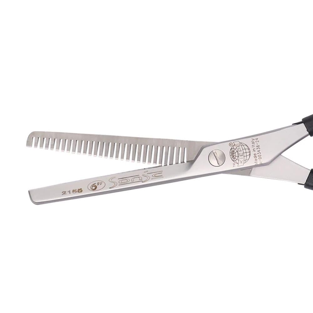 Kiepe 2155 Sonic Forbice Professionale Sfoltire 6 Pollici con 28 Denti – Forbice sfoltitrice a mezzo filo in acciaio inox impugnatura ergonomica semi-offset, Made in Italy per salone e uso domestico