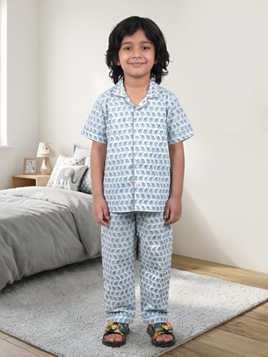 Image of POLKA TOTS 100% Pure Cotton Half Sleeve Night Suit for Kids, Girls & Boys | Cotton Pyjama Set | Unisex Night Dress for Children | Night Suit for Girls |Sleepwear for Kids | Winter Night Dress for Boys