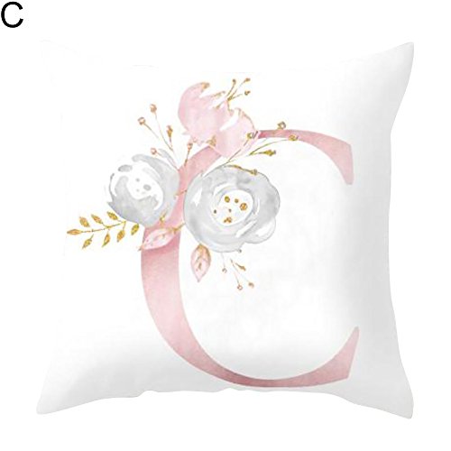 pu ran A-Z Lettere dell' Alfabeto Inglese Stampa Floreale Federa Vita Cuscino Letto Wedding Decor C