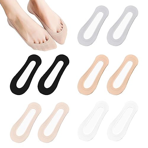 6 Paar Unsichtbare Füßlinge Damen – Rutschfeste Ballerina-Socken Aus Baumwolle, Größe 34-38, Mit Spitze