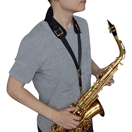 adorence padded saxophone neck strap - comfortable sax strap with breathable removable amp washable padded neck cushion - h04 black