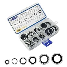 45 PCS A/C O Ring Assortment Kit, Air Conditioning Compressor Gasket Seal, Universal Sealing Washers AC O Ring Kit Automotive Accessories for Cars Trucks SUVs Black