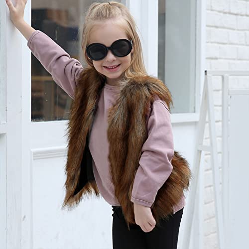Toddler Girls Faux 𝗙𝘂r Jacket Sleeveless Thicken Fluff Windproof Shaggy Coat Winter Warm Lightweight Vest4