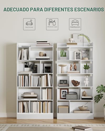 Miniatura 5 de Hzuaneri Libreria De 6 Niveles, Estanteria Para Libros De 10 Cubos, 24 X 80 X 170 Cm, Para Oficina, Salón, Estudio, Blanco Bc22803x
