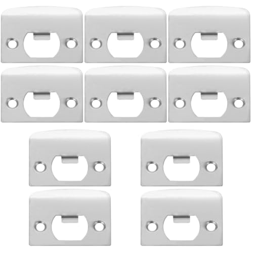 DOITOOL 10PCS Door Strike Plate, Full Lip Round Corner Deadbolt Strike Plate, Sliver Stainless Steel Deadbolt Covers Door Reinforcement Kit