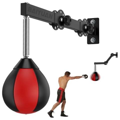 Speed Bag Boxing Punching Bag, Wall Mount Height Adjustable & Fold Speed Bags for Boxing, Wall Bracket Boxing Reflex Ball, Boxing Bag as Adults Teens and Kids, Fits Home Gym Workout Cover