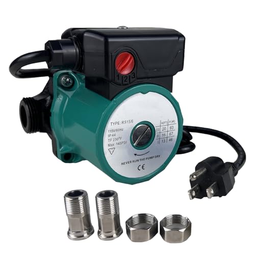 Verbesserte Water Recirculating Pump 115V,145PSI Heat Circulation Pump for Solar Heater System,3-Speed Control Red Hot Water Pump for Boiler House Industrial Equipment