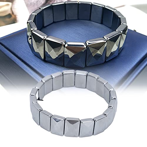 ZJchao Terahertz Stone Bracelet, Faceted Rectangular Healing Fashion Bracelet4