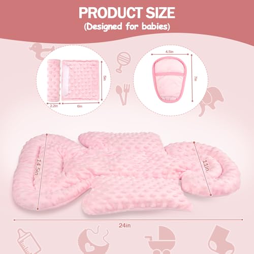 Image of Infant Car Seat Insert Boy Girl, 3 in 1 Newborn Carseat Insert with Strap Pads,Car Seat Head Support for Baby Strollers, Swings, and Bouncers,Comfortable and Machine Washable, Pink