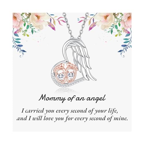 Miscarriage Gifts for Mothers Angel Wing Necklace 925 Sterling Silver Loss Memorial Sympathy Jewelry for Women Mom