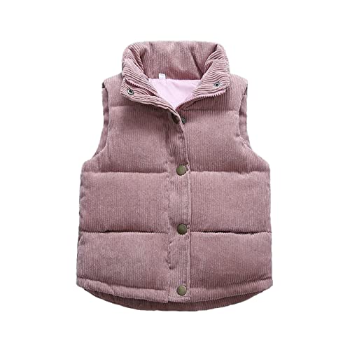 Baby Girls Boys Corduroy Fleece Vest Winter Sleeveless Button Down Fleece Jacket Toddler Kids Warm Quilted Coat Solid Clothes