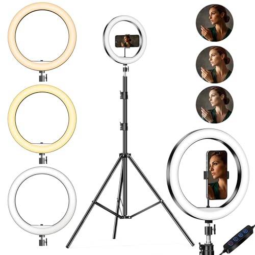 Image of Sounce 10 Inch LED Ring Light with 7 Feet Foldable Tripod Stand | 3 Colour Temperature Modes | Dimmable Lighting | for YouTube, TikTok, Vlogging, Photography & Makeup | Lightweight & Portable