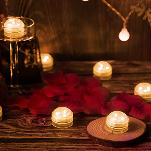 Image 12 Pcs Led Submersible Tea Lights Waterproof Floral Decoration Party Tea Lights, Battery Operated Flameless Tea Lights For Party, Wedding, Pond, Pool, Garden And Bath Warm White #TOP5