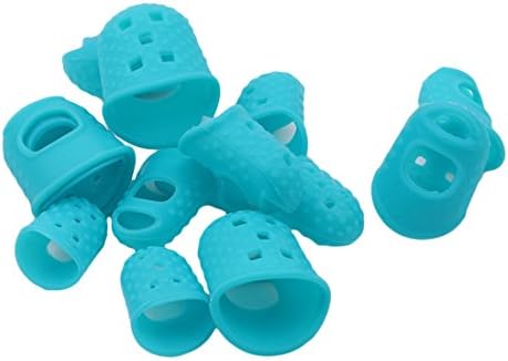 UINKE 15 Pcs Silicone Guitar Fingertip Protectors Multifunctional Anti-Slip Anti-scalding Finger Guards for Kitchen Weaving Playing Ukulele Electric Guitar,Green