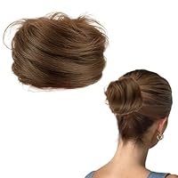 GWAWG Dutt Haarteil mit Haargummi Haarknoten Haarteil Dünnes Haar Fake Dutt Haarbun Haarteile echthaar Frauen Haargummi mit Haaren Haarverlängerung Haardutt Hochzeiten Party Alltag (Hellbraun)