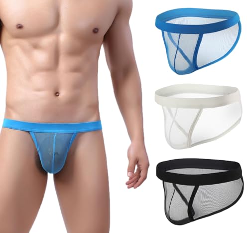 Men's Underwear Sexy Mesh See Through Boxer Briefs Low Rise Cool Hollow Lingerie Boxers Trunks