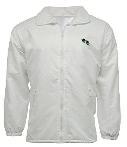 Stormway Unisex to Fit Lawn Bowls Bowlswear Bowling Bowls Waterproof & Windproof Mesh Lined Jacket with Bowls Logo with Detachable Hood (XL) White