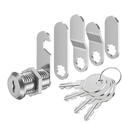 VOCIBO® Mailbox Lock with 4 Keys, 5 Different Locking Plates, Mailbox Lock 25 mm, Lock Lock, Diameter 18 mm Drawer Lock