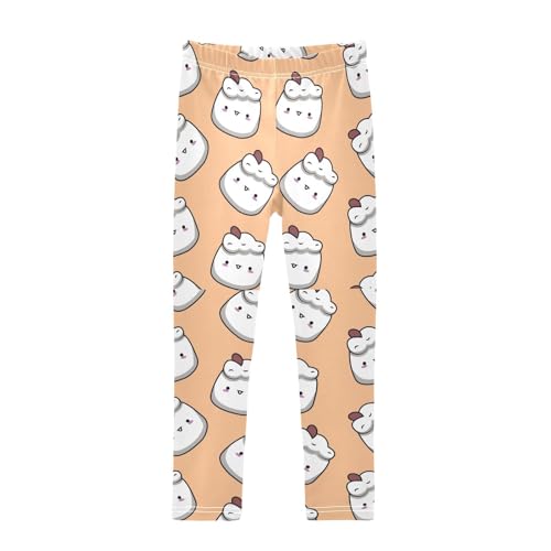Cute Marshmallow Girls Leggings,Workout Leggings for Girls Toddler Athletic Leggings Size for 3-10T