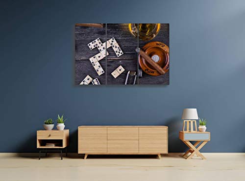 Belisiis Traditional Cuban Domino Game, From Above Cigars And Pictures Wall Artwork Exclusive Photography Vintage Abstract Paintings Print On Canvas Home Decor Wall Art 3 Panels Framed Ready To Hang #TOP1