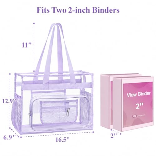 Image of PACKISM Clear Tote Bag for School - Large Heavy Duty Clear Tote for Girls | See Through PVC, Wide Zipper Opening, Front Pocket Keeps Essentials Visible for Students, Class, Work, Daily Carry, Age 12+