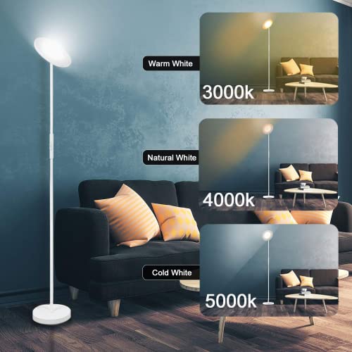 Image of JOOFO LED Torchiere Floor Lamp with Remote, Stepless Dimmable Standing Lamp | Super bright uplight fills ceilings and dark corners for living rooms, bedrooms, home offices, reading nooks and apartments