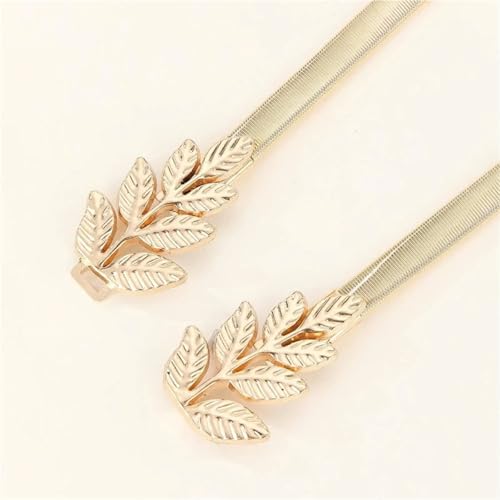 Womens Belt Fashion Leaves Gold Chain Belt Female Waist Adjustable Belts For Women Leaf Elastic Waistband3