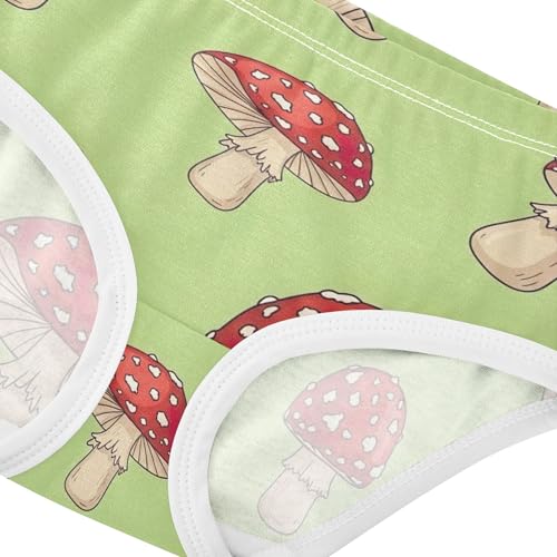 Cotton Girls Underwear Toddlers Red Mushrooms Beige Green Little Girl Panties Print Briefs Girls Undies 2t4