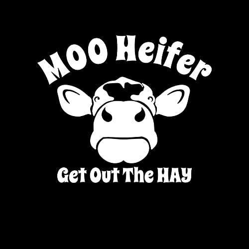 Moo Heifer Get Out The Hay Funny Cow NOK Decal Vinyl Sticker |Cars Trucks Vans Walls Laptop| White |5.5 x 4.5 in|NOK1631