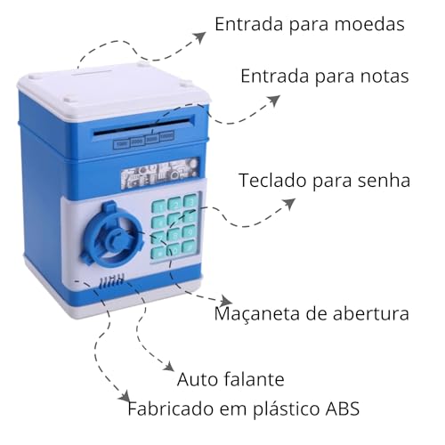Mini Cofre Infantil Eletrônico Com Senha Opções Para Moedas Ou Notas Guarde Suas Economias Com Segur