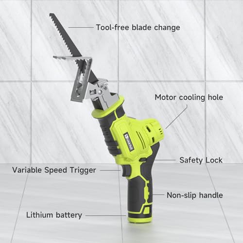 Cordless Reciprocating Saw, 2700RPM Variable Speed with Tool-Free Blade Change, 2 x 2.0Ah Batteries, 4 Blades for Wood/Metal Cutting, Compact & Lightweight with LED Light(Not Included Fast Charger 6 Cordless Reciprocating Saw, 2700RPM Variable Speed with Tool-Free Blade Change, 2 x 2.0Ah Batteries, 4 Blades for Wood/Metal Cutting, Compact & Lightweight with LED Light(Not Included Fast Charger - Image 6