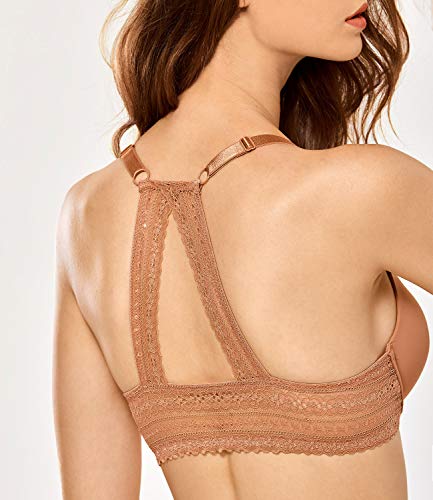 Dobreva Women's Push Up Bra Racerback Front Closure Bras Plunge Underwire Tshirt Padded Lace Sun Kissed 38Dd #TOP4