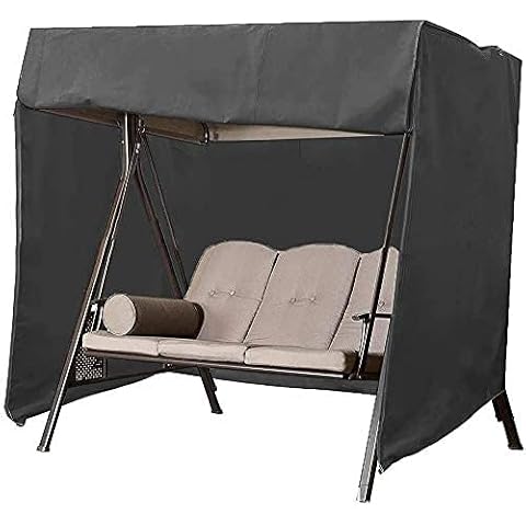 Swing Seat Cover Garden Swing Cover 3 Seater Waterproof L220 xW125 x H170 cm Patio Swing Chair Bench Cover Outdoor Garden Furniture Rain and Snow Protection Cover Anti-UV Black (Black) Cover