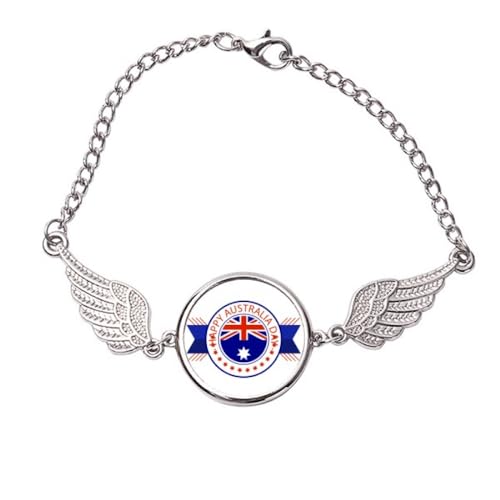 Bracelet Happy Australia Day en métal durable et son illustration ailes d'ange