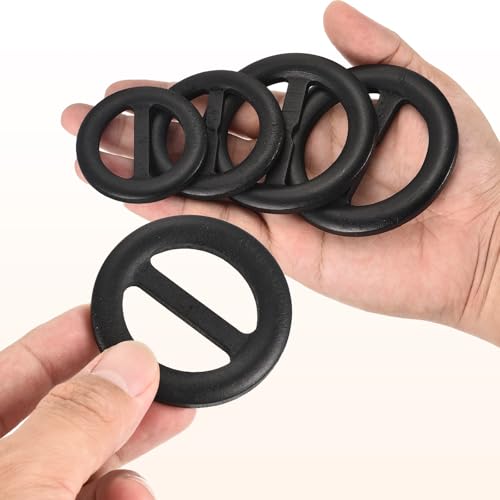 Image of uxcell 4 Pcs T-Shirt Clips, 50mm Wood Scarf Ring Clip Round Tie Circle Clip Buckle Fashion Clothes Corner Knotted Button for Women's Silk Clothing Decoration, Black