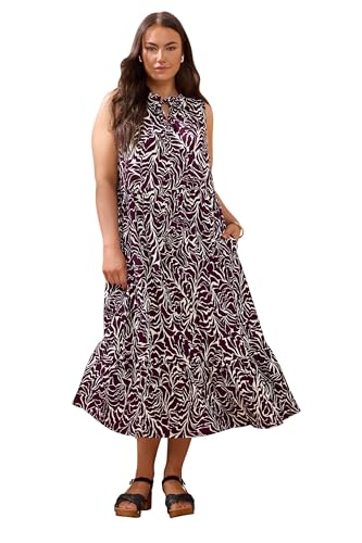 EVANS Curve Abstract Print Tie Neck Dress - Women's - Plus Size Curve Purple
