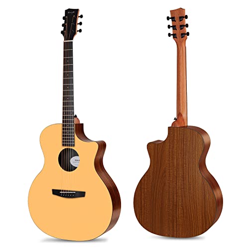 Enya Guitare acoustique 41″ pour adulte Full Size GA Cutaway Acustica avec kit d’accordeur, sangle, gigbag, médiators, clé de réglage, chiffon de nettoyage, capodastre et cordes - Les Beatles, Paul McCartney, John Lennon, RIngo Starr, George Harrison Enya Guitare acoustique 41" pour adulte Full Size GA Cutaway Acustica avec kit d'accordeur, sangle, gigbag, médiators, clé de réglage, chiffon de nettoyage, capodastre et cordes – Image 3
