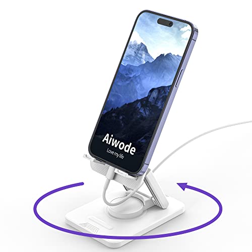 Aiwode 360° Rotating Cell Phone Stand,Desk Phone Holder,Portable Cellphone Cradle,Foldable Phone Stand,For Iphone 14/13/12/11/Pro/Max/Plus/Mini/Pro Max,Samsung,For Smartphones(4-8"),White #TOP15