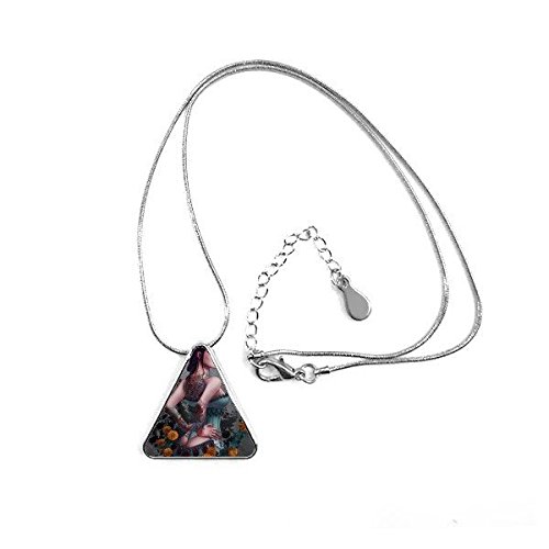 Collier triangle pendentif peinture de fleur sexy pour un style artistique unique au quotidien