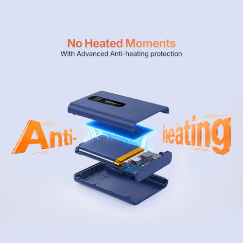 Image of LAVA PROWATT Air 10000mAh Compact Power Bank, 22.5W Fast Charging with Anti Heating Technology and Scratch Proof Design, Triple Output Ports, Supports - iPhone and Android Devices (Electric Blue)