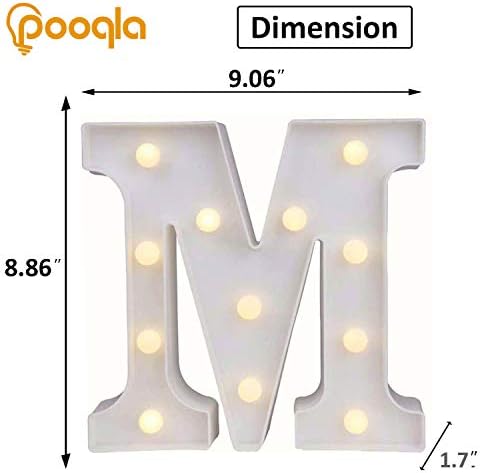 Pooqla LED Marquee Letter Lights Alphabet Signs Light Up for Table Wedding Home Party Bar Decoration M