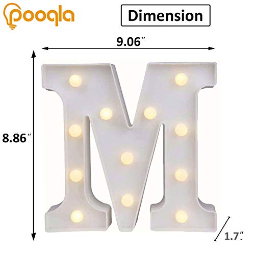 Pooqla LED Marquee Letter Lights Sign, Light Up Alphabet Letter for Home Party Wedding Decoration M