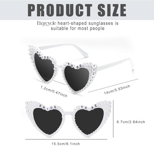 Etercycle Heart Sunglasses, Bride to Be Gifts Bachelorette Party Bride Sunglasses, Cute Glasses for Women Bachelorette Party2