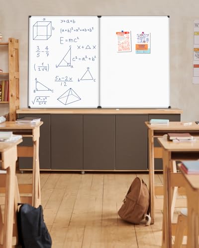 Image of XBoard Magnetic Dry Erase Board 48 x 36 Inch, 4' x 3' Hanging White Board Silver Aluminum Frame Presentation Board for Home Office Classroom (Pack of 2)