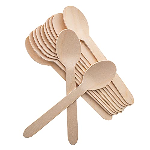 Garfos de madeira descartáveis – Pacote com 100, 16,5 cm de comprimento, biodegradável, utensílios d