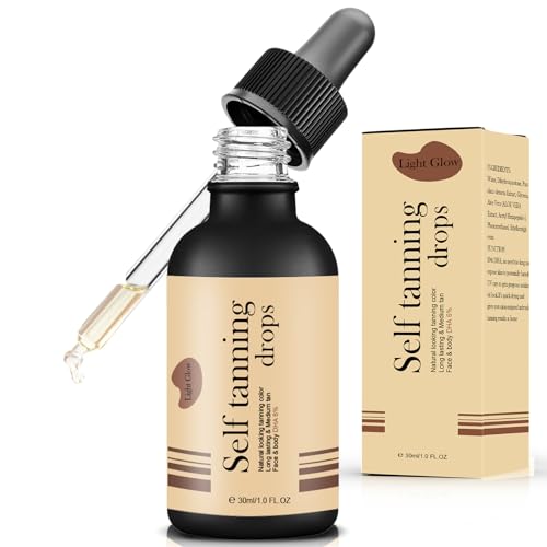 30ml Gotas Faciales Autobronceadoras, Oscuro Gotas de Bronceado para el Cuerpo,Bronceado Gradual, Hidratante,Suero Autobronceador Concentrado, Para Todo Tipo de Pieles(Amarillo)
