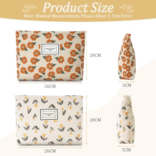 Aucuu Kulturtasche Cord, Multifunktionaler Kosmetiktasche Mit Großer Kapazität, Waschtasche Für Reisen, Kulturbeutel Schminktasche Taschen Organizer